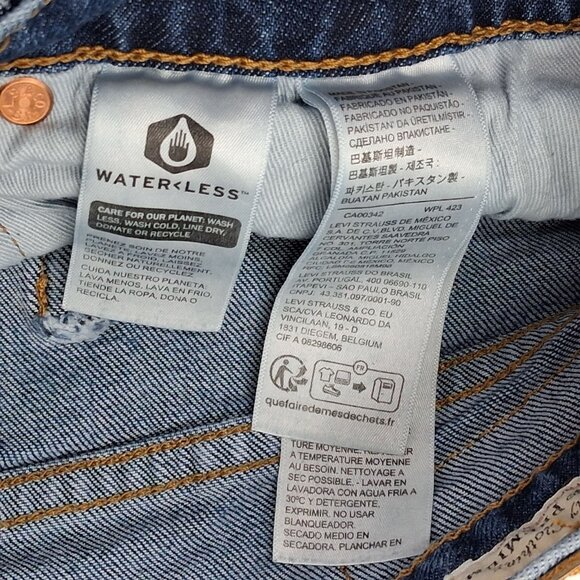 Levi's Premium Jeans Mens Blue Denim WaterLess Straight Leg 33 X 30 Classic - Picture 5 of 9